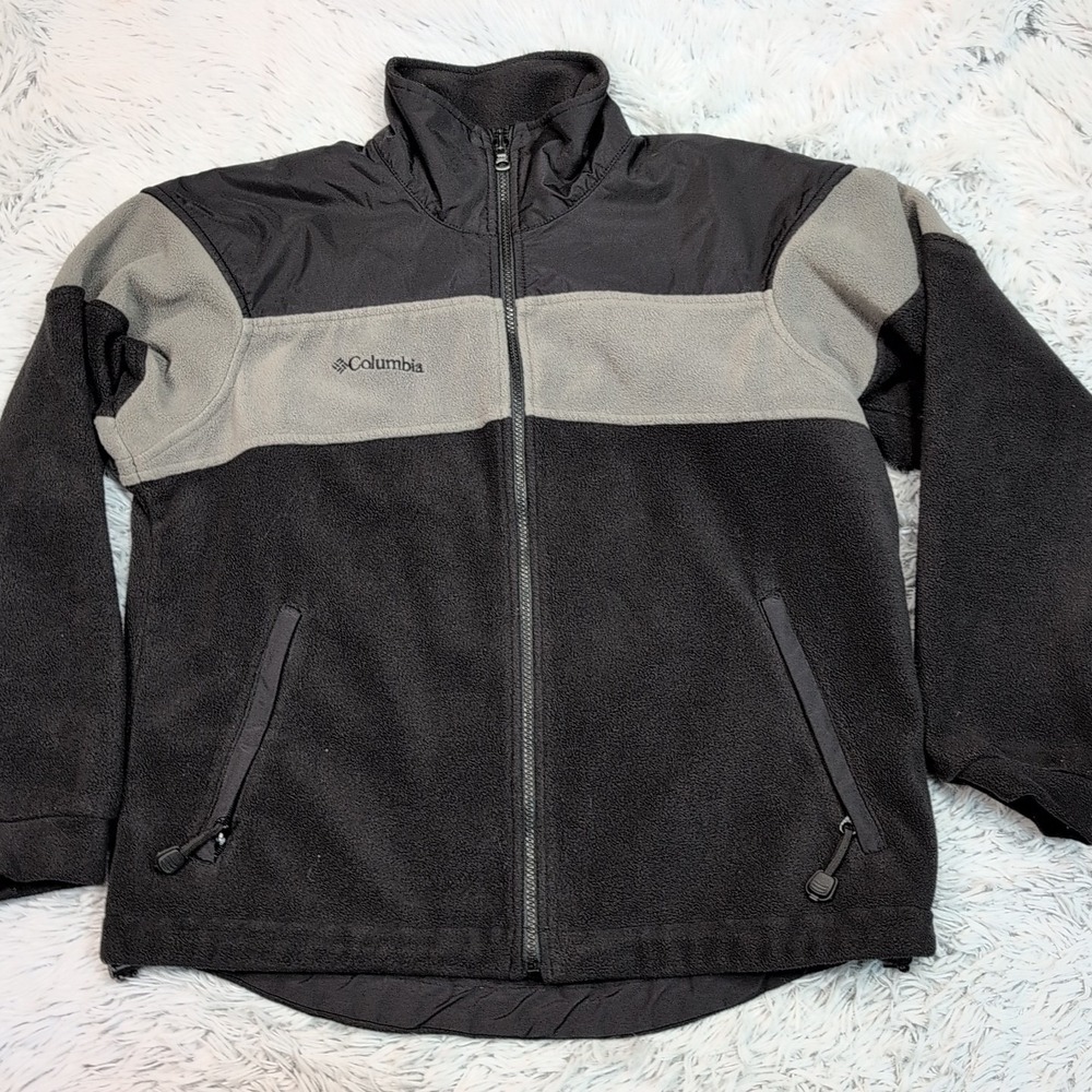 Columbia Jacket Womens M Black Gray‎ Fleece Gorpcore Cozy Comfort Soft Pockets
